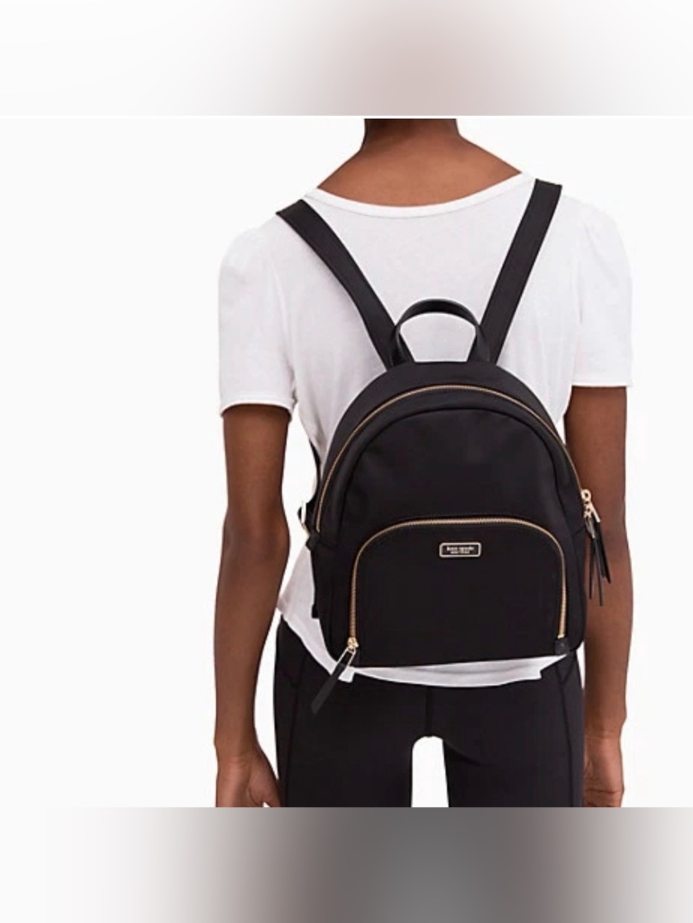kate spade Retro Modern Black Dawn Medium Backpack Nylon Lightweight Coquette - Picture 2 of 15